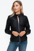 Load image into Gallery viewer, Snobbish PU Leather Biker Jacket with Side Zip Pockets
