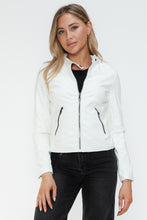 Load image into Gallery viewer, Snobbish Faux Leather Zip Up Drawstring Hooded Jacket