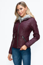 Load image into Gallery viewer, YMI Faux Layered Double-Zipper Jacket with Fuzzy Hood
