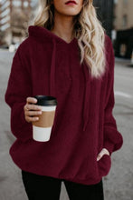 Load image into Gallery viewer, Full Size Quarter-Zip Drawstring Teddy Hoodie
