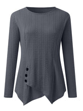 Load image into Gallery viewer, Decorative Button Round Neck Long Sleeve Top