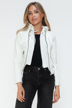 Load image into Gallery viewer, Snobbish Faux Leather Zip Up Drawstring Hooded Jacket