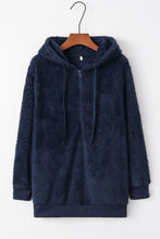 Load image into Gallery viewer, Full Size Quarter-Zip Drawstring Teddy Hoodie
