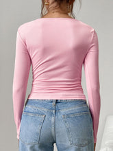 Load image into Gallery viewer, Devine Square Neck Half Snap Long Sleeve T-Shirt