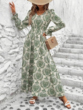 Load image into Gallery viewer, Smocked Printed V-Neck Flounce Sleeve Dress