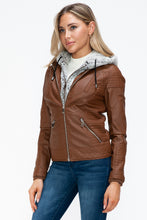 Load image into Gallery viewer, YMI Faux Layered Double-Zipper Jacket with Fuzzy Hood