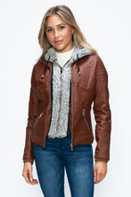 Load image into Gallery viewer, YMI Faux Layered Double-Zipper Jacket with Fuzzy Hood
