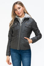 Load image into Gallery viewer, YMI Removable Faux Layered Multi-Pocket Jacket with Fuzzy Hood