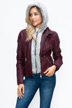 Load image into Gallery viewer, YMI Faux Layered Double-Zipper Jacket with Fuzzy Hood