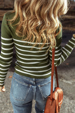 Load image into Gallery viewer, Striped Contrast Long Sleeve Knit Top