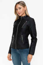 Load image into Gallery viewer, Snobbish Faux Leather Zip Up Mock Neck Jacket