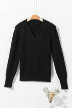 Load image into Gallery viewer, Solid Color Notched Long Sleeve Sweater
