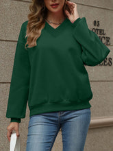 Load image into Gallery viewer, V-Neck Long Sleeve Dropped Shoulder Sweatshirt