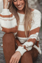Load image into Gallery viewer, Striped Round Neck Dropped Shoulder Sweater