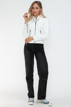 Load image into Gallery viewer, Snobbish Faux Leather Zip Up Drawstring Hooded Jacket