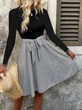 Load image into Gallery viewer, Tied Striped Round Neck Long Sleeve Dress