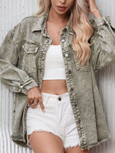 Load image into Gallery viewer, Raw Hem Button Up Denim Jacket
