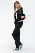 Load image into Gallery viewer, Love Me Now PU Leather Contrast Snap Down Bomber Jacket