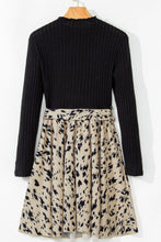 Load image into Gallery viewer, Printed Tie Waist Mock Neck Long Sleeve Dress