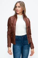 Load image into Gallery viewer, YMI Faux Layered Double-Zipper Jacket with Fuzzy Hood