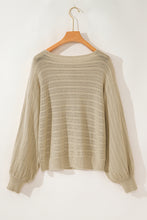 Load image into Gallery viewer, Eyelet Boat Neck Long Sleeve Knit Top