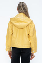 Load image into Gallery viewer, How Dare U Drawstring Hem PU Leather Zip Up Jacket