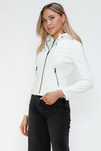 Load image into Gallery viewer, Snobbish Faux Leather Zip Up Drawstring Hooded Jacket