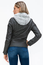 Load image into Gallery viewer, YMI Faux Layered Double-Zipper Jacket with Fuzzy Hood