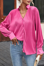 Load image into Gallery viewer, Texture Collared Neck Long Sleeve Shirt