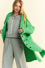 Load image into Gallery viewer, Davi & Dani Side Slit Button Up Hooded Cardigan