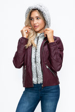 Load image into Gallery viewer, YMI Faux Layered Double-Zipper Jacket with Fuzzy Hood