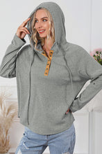 Load image into Gallery viewer, Drawstring Quarter Snap Long Sleeve Hoodie