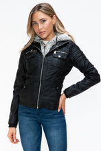 Load image into Gallery viewer, YMI Removable Faux Layered Multi-Pocket Jacket with Fuzzy Hood