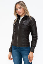 Load image into Gallery viewer, YMI Removable Faux Layered Multi-Pocket Jacket with Fuzzy Hood