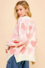Load image into Gallery viewer, Davi & Dani Heart Pearl Side Slit V Neck Sweater