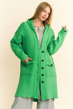 Load image into Gallery viewer, Davi & Dani Side Slit Button Up Hooded Cardigan