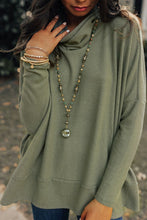 Load image into Gallery viewer, Side Slit High-Low Cowl Neck Long Sleeve Blouse