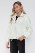 Load image into Gallery viewer, How Dare U Drawstring Hem PU Leather Zip Up Jacket