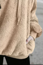 Load image into Gallery viewer, Full Size Quarter-Zip Drawstring Teddy Hoodie