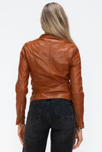 Load image into Gallery viewer, Snobbish Faux Leather Zip Up Drawstring Hooded Jacket