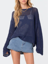 Load image into Gallery viewer, Star Round Neck Long Sleeve Knit Top