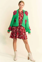 Load image into Gallery viewer, Davi & Dani Floral Applique Open Front Drop Shoulder Cardigan