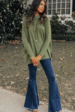 Load image into Gallery viewer, Side Slit High-Low Cowl Neck Long Sleeve Blouse