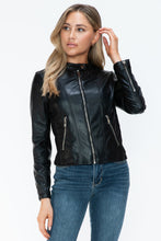 Load image into Gallery viewer, Snobbish PU Leather Zip Up Jacket with Pockets