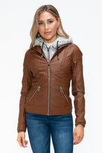 Load image into Gallery viewer, YMI Faux Layered Double-Zipper Jacket with Fuzzy Hood