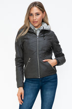 Load image into Gallery viewer, YMI Faux Layered Double-Zipper Jacket with Fuzzy Hood