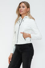 Load image into Gallery viewer, Snobbish Faux Leather Zip Up Drawstring Hooded Jacket