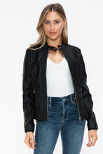 Load image into Gallery viewer, Snobbish PU Leather Biker Jacket with Side Zip Pockets