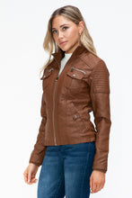 Load image into Gallery viewer, YMI Removable Faux Layered Multi-Pocket Jacket with Fuzzy Hood