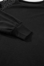 Load image into Gallery viewer, Lace Detail Round Neck Lantern Sleeve Top